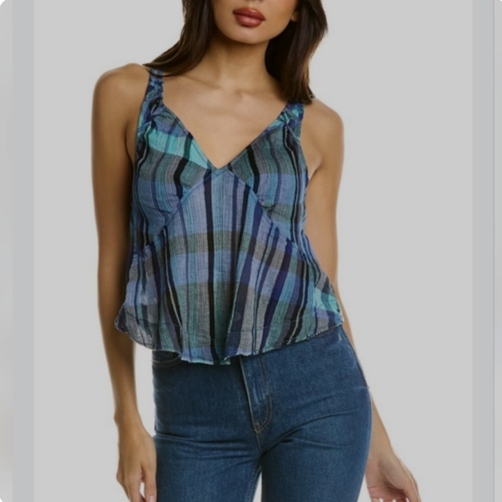 NWT Free People plaid boho tank